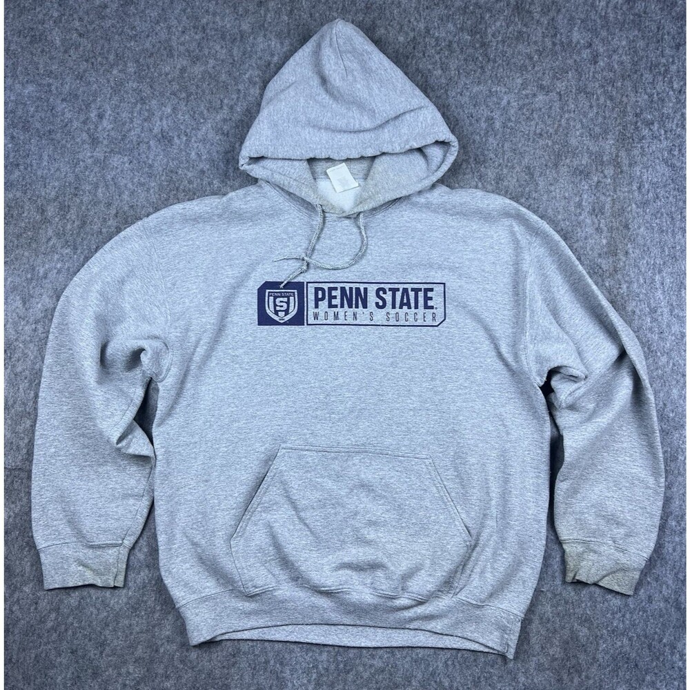 Vintage Penn State Women's Soccer Hoodie Sweatshirt Gray Fleece Y2K Size Large